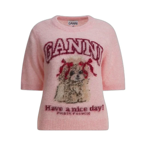 Knit Sweater With Dog Graphic