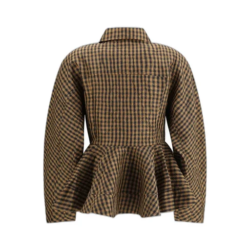 Gingham Peplum Shirt
