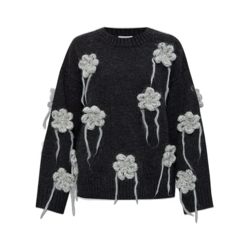 Knit Sweater With Floral AppliquÉS