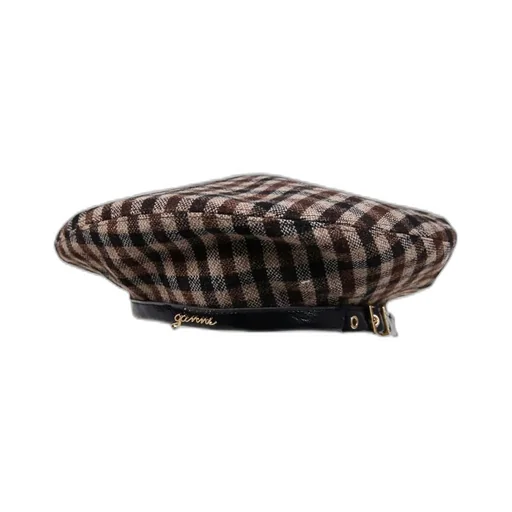 Checked Wool Blend Beret