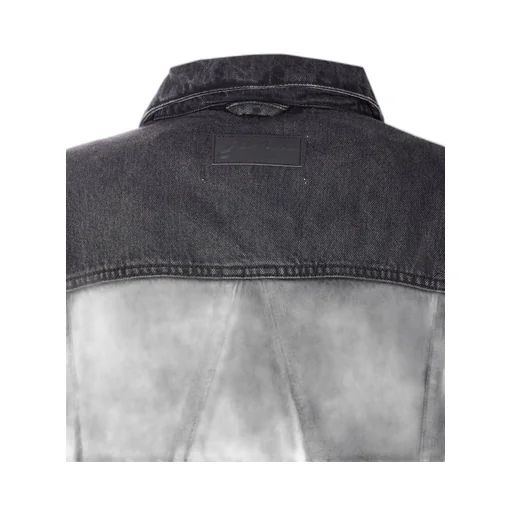 Denim Bomber Jacket With Ruched Sleeves