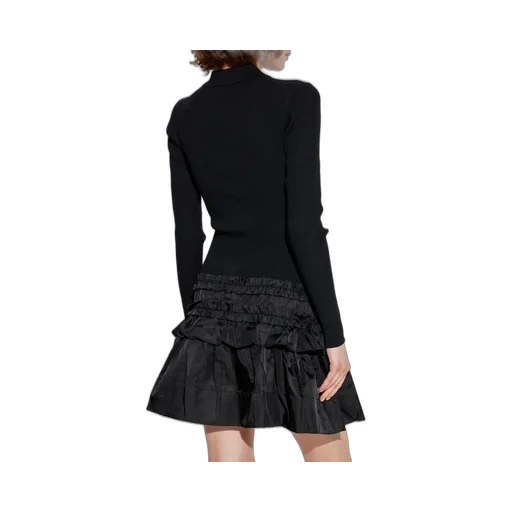 Ribbed Polo Dress With Ruffles