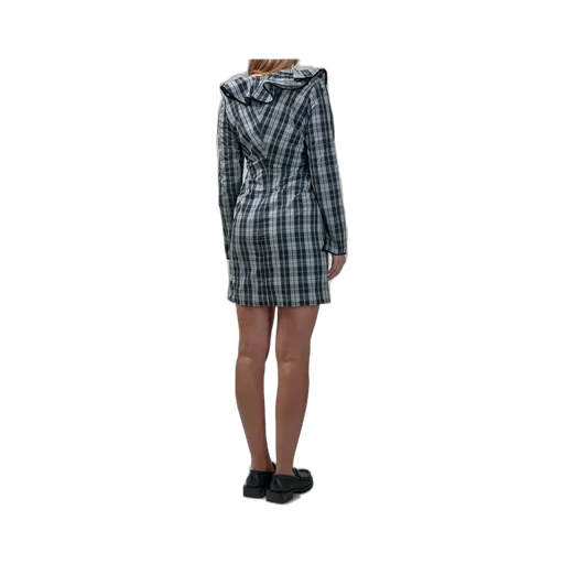Plaid Ruffle Lace-Up Mini Dress