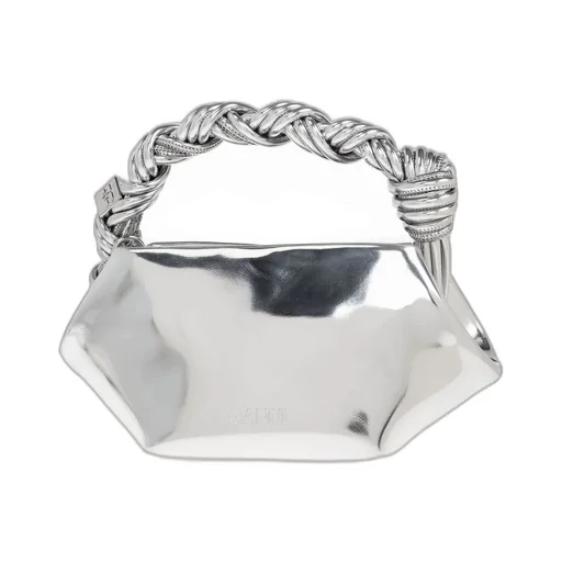 Geometric Metallic Top Handle Bag