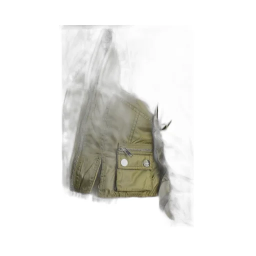 Cropped Bomber Jacket With Ruffled Collar