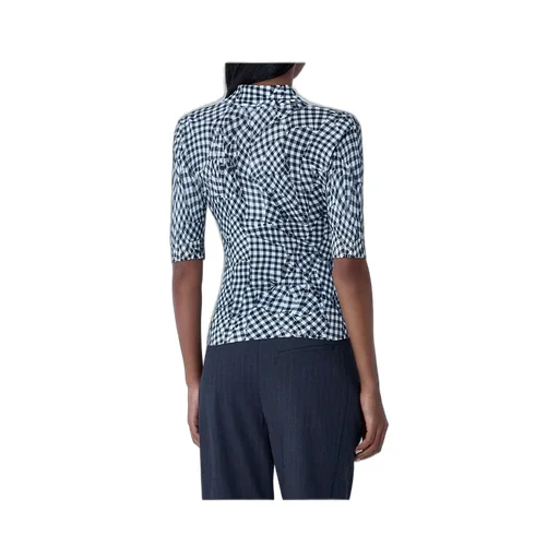 Gingham Print Collared Top