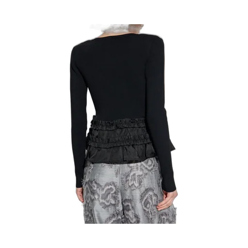 Ribbed Knit Top With Ruffled Trim