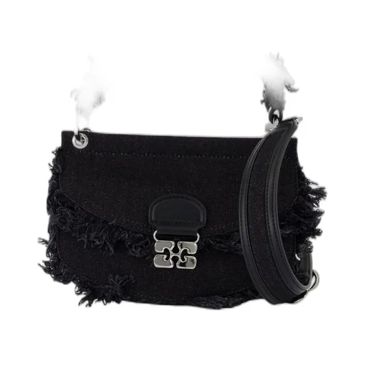 Denim Shoulder Bag With Frayed Edges