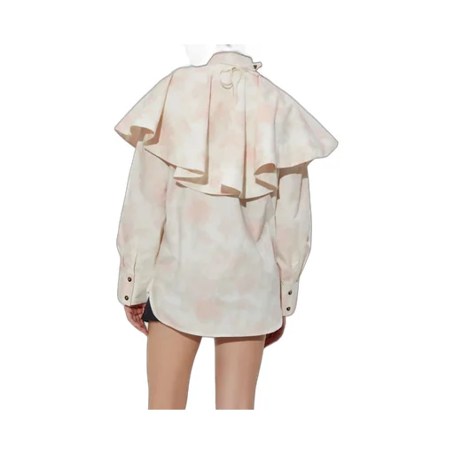 Floral Print Shirt With Cape Detail