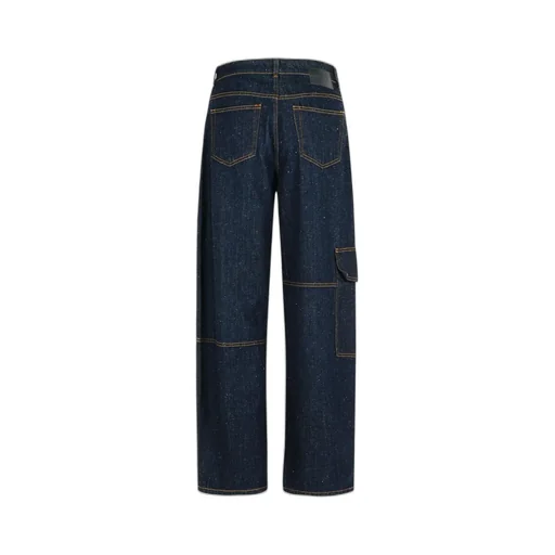 Wide-Leg Jeans With Plaid Inserts