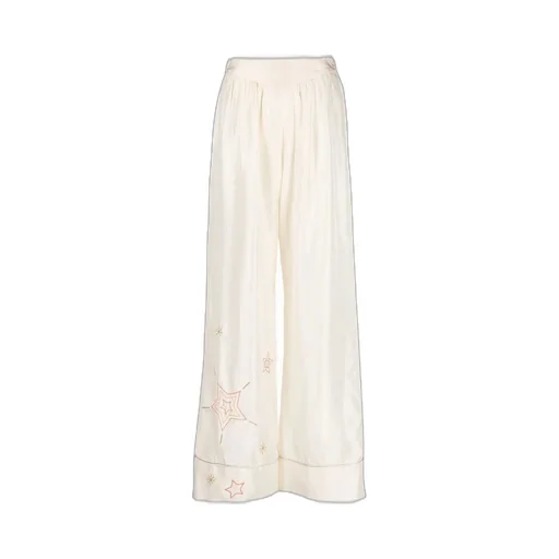 Wide-Leg Pants With Star Embroidery