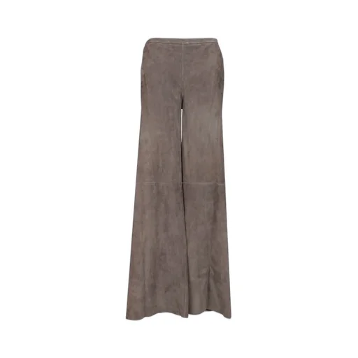 Wide-Leg Suede Trousers
