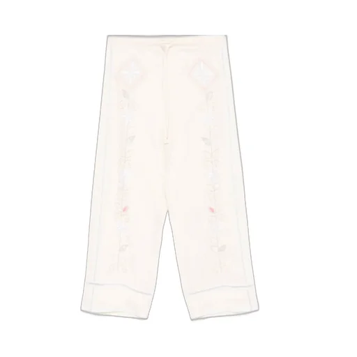 Embroidered Wide-Leg Pants