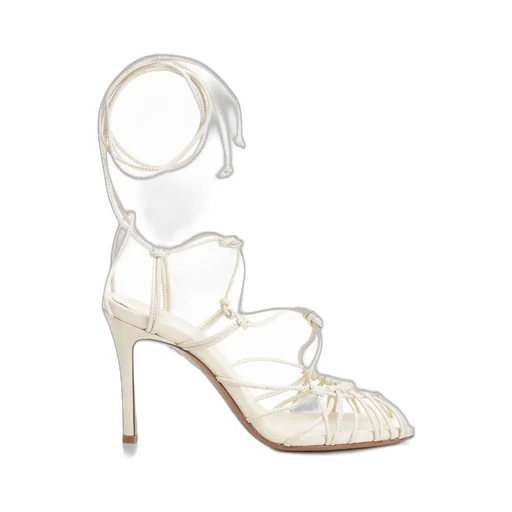 Strappy Lace-Up Heeled Sandals