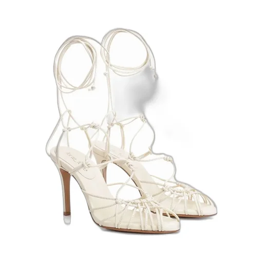 Strappy Lace-Up Heeled Sandals