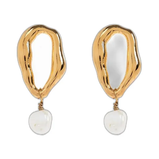 Asymmetric Drop Earrings With Pearl