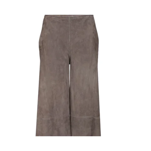 Wide-Leg Suede Trousers