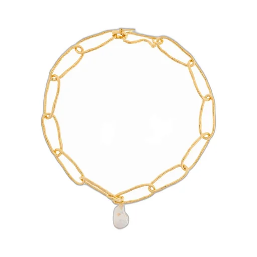 Link Necklace With Pearl Charm