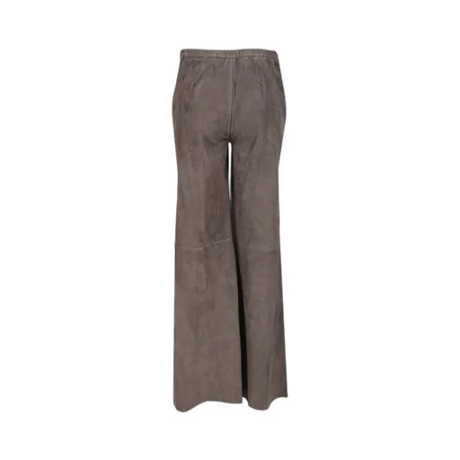 Wide-Leg Suede Trousers