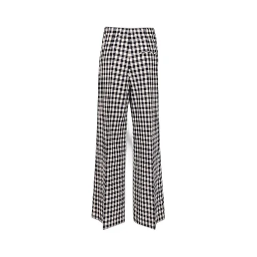 Wide-Leg Checked Trousers