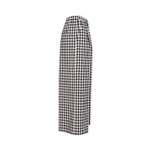 Wide-Leg Checked Trousers
