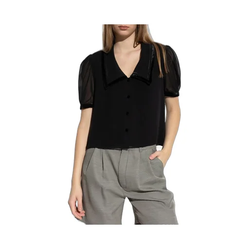 Velvet Trimmed Blouse