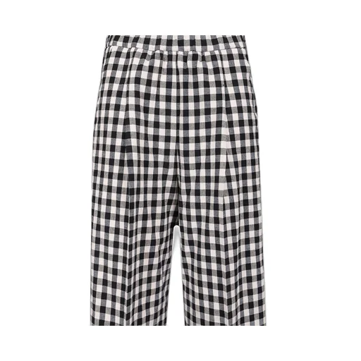 Wide-Leg Checked Trousers