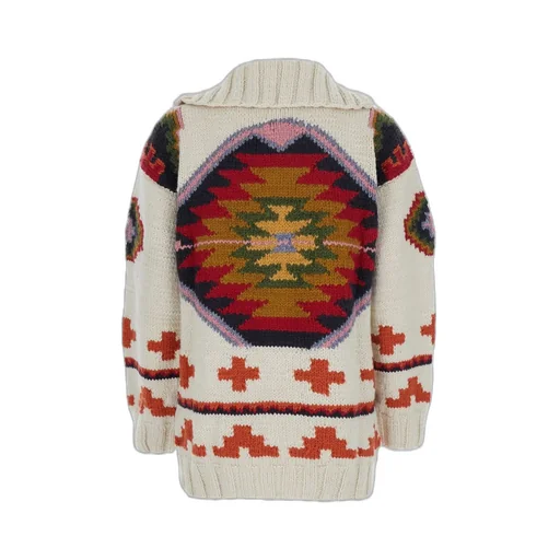 Geometric Pattern Zip-Up Cardigan
