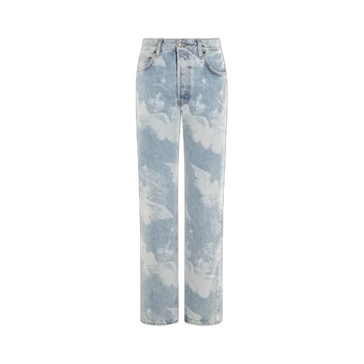 Angel Print Straight Leg Jeans