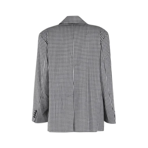 Gingham Check Double-Breasted Blazer