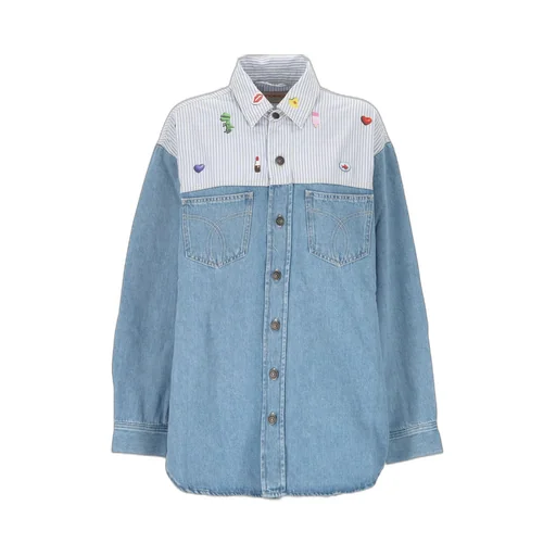 Denim And Striped Shirt With AppliquÉS