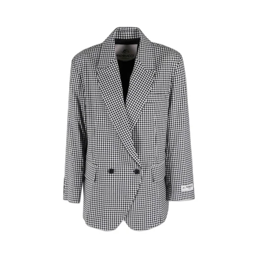 Gingham Check Double-Breasted Blazer