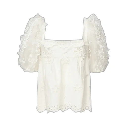 Square Neck Puff Sleeve Broderie Anglaise Top