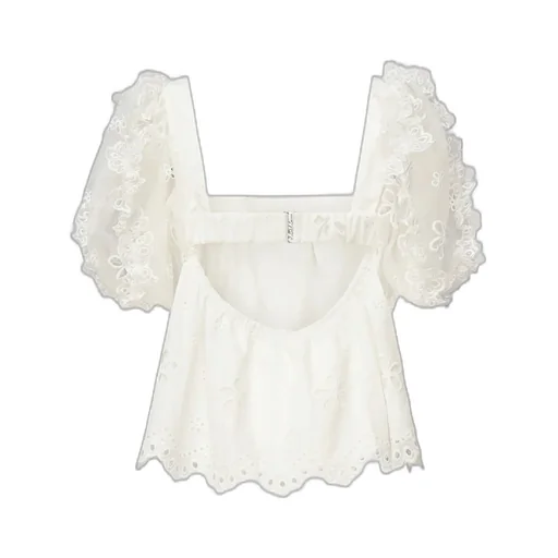 Square Neck Puff Sleeve Broderie Anglaise Top