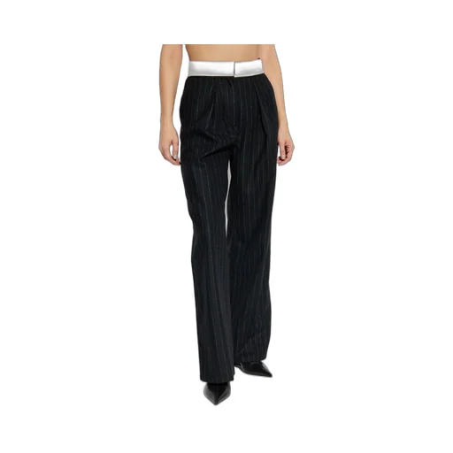 Pinstripe Wide-Leg Trousers