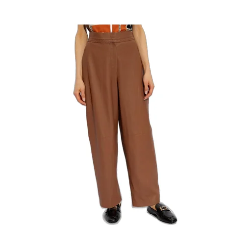 High-Waisted Leather Trousers