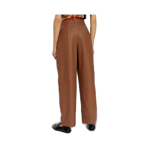 High-Waisted Leather Trousers