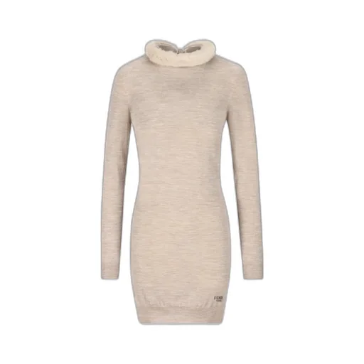 Turtleneck Dress With Fur Trim