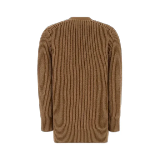 Cardigan With Leather Trim