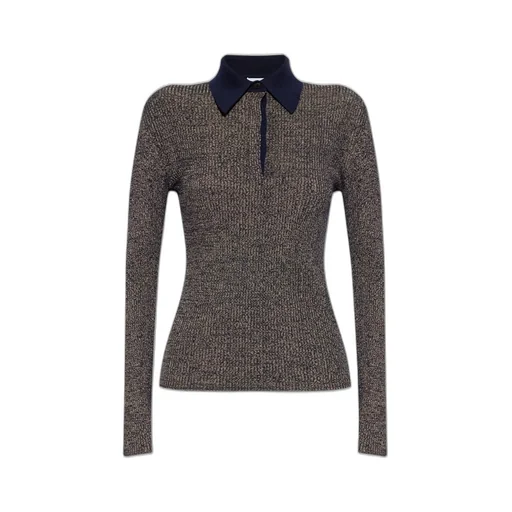 Ribbed Knit Polo Shirt