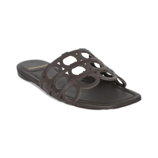 Gancini Cutout Slide Sandals