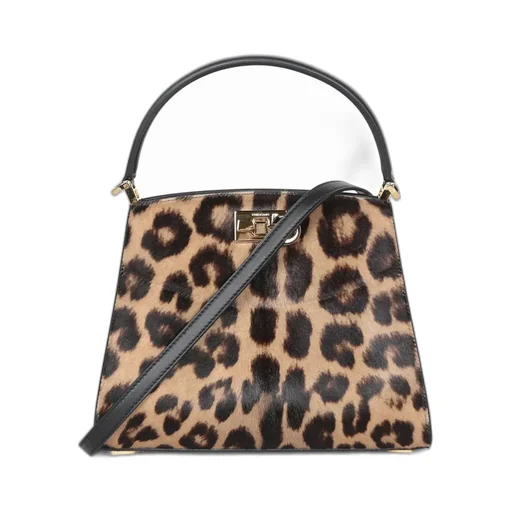 Leopard Print Calf Hair Top Handle Bag