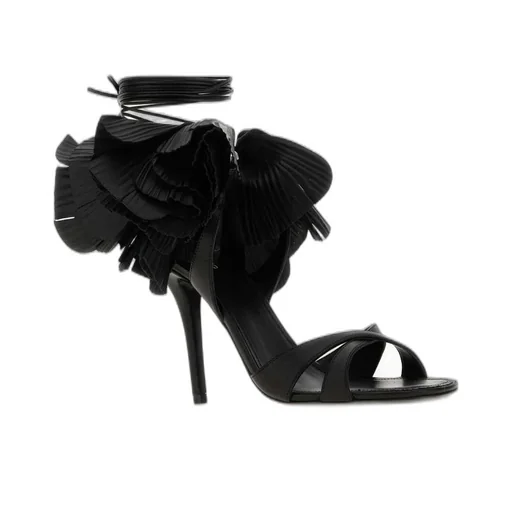 Sandals With Ruffled Flower Detail