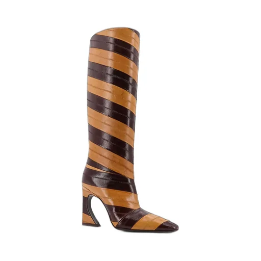 Striped Knee-High Boots