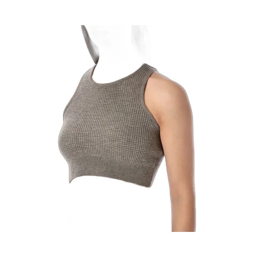 Ribbed Knit Crop Top And Bike Shorts Set