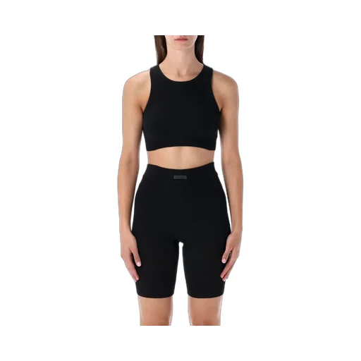 Ribbed Knit Sports Bra And Bike Shorts Set