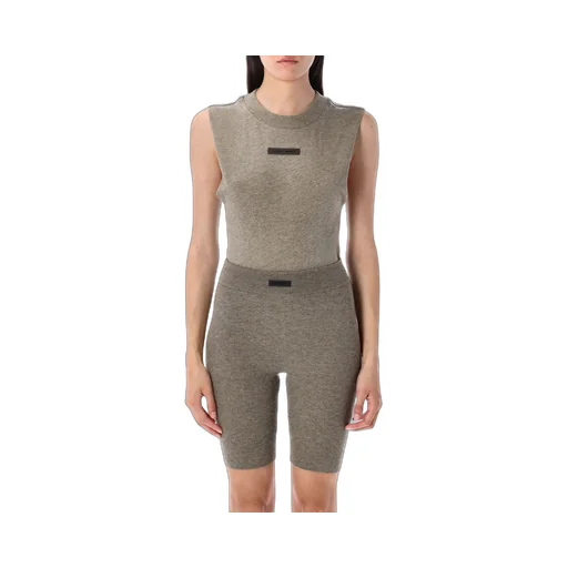 Ribbed Knit Tank Top And Bike Shorts Set