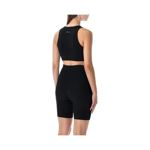 Ribbed Knit Sports Bra And Bike Shorts Set