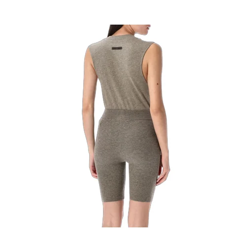 Ribbed Knit Tank Top And Bike Shorts Set