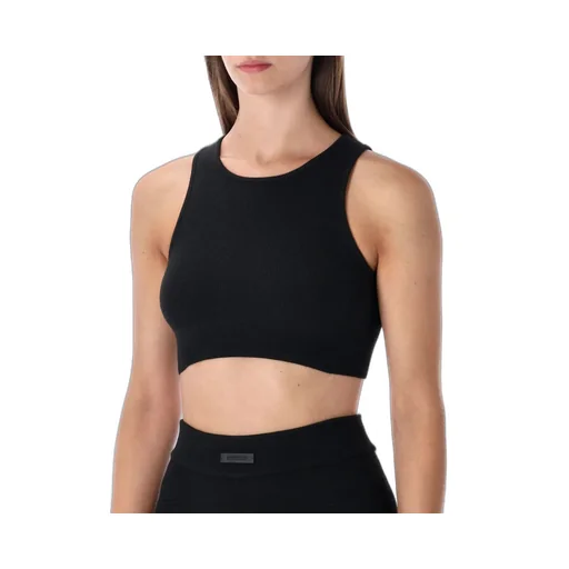 Ribbed Knit Sports Bra And Bike Shorts Set